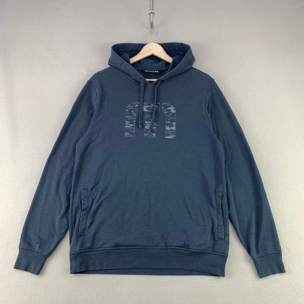TravisMathew Riverland Golf Hoodie Mens Medium Blue Performance Pullover